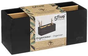 Kozmetický organizér Natureo 4, čierna/s drevenými prvkami
