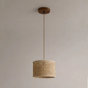 Luster AIDA na lanku 1xE27/15W/230V, priemer 25 cm, dub/rafia