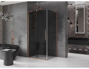 Mexen Velar L, sprchový kút s posuvnými dverami 100 x 70 cm, 8mm šedé sklo, medená matná, 871-100-070-43-65