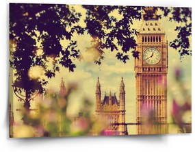 Sablio Obraz Londýn Big Ben Flowers - 150x110 cm