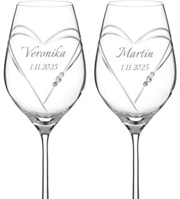 Dekorant Svadobné poháre na biele víno Aphrodite s krystaly Swarovski 360ml 2KS VARIANTA 3
