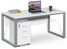 Kancelársky stôl s kontajnerom Houseland Prime Home 02 160 cm biely