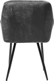 Sivé jedálenské kreslo MARLEN VELVET s čiernymi nohami