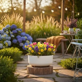 PLASTOVÝ KVETINÁČ TERRA 30X14,5 CM KRÉMOVÁ