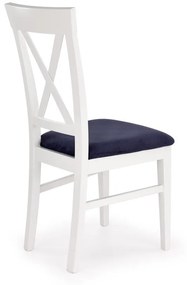Jedálenská stolička BERGAMO – masív, látka, biela / tmavomodrá