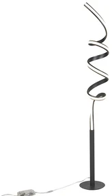 Dizajnová stojaca lampa čierna vrátane LED a stmievača - Twisted
