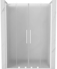 Mexen Velar Duo, posuvné sprchové dvere do otvoru 140 cm, 8mm sklo námraza, biela matná, 871-140-000-32-20