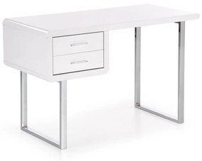PISACÍ STÔL DARIAN BIELY VYSOKÝ LESK + CHRÓM 120 cm