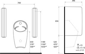 Isvea Isvea, Keramická deliaca stena medzi pisoáry 39x66 cm, biela, 10NF93001