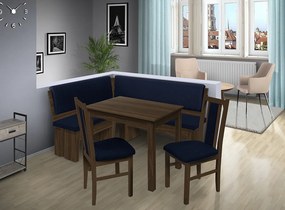 Nabytekmorava Rohová lavica Chicago 14-18 farba lamina: orech 729, čalúnenie vo farbe: SCALA tmavě modrá 79