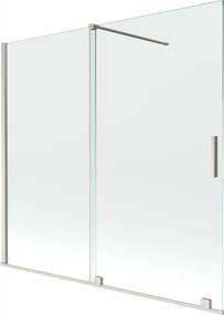 Mexen Velar, 2-krídlová posuvná vaňová zástena 170 x 150 cm, 8mm číre sklo, brúsená oceľ, 896-170-000-01-97