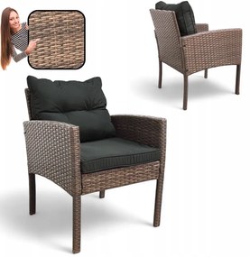 Záhradné kreslo z technoratanu SFS078-SC - hnedé + sivé vankúše