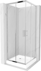 Mexen Rio štvorcový sprchový kút 80 x 80 cm, priehľadný, chróm + sprchová vanička , biela - 860-080-080-01-00-4510