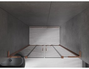 Mexen Velar L Duo, posuvné sprchové dvere do otvoru 140 cm, 8mm šedé sklo, ružové zlato, 871-140-003-42-60