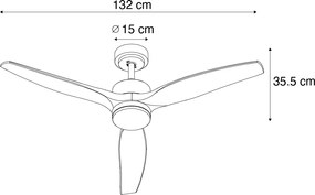 Inteligentný stropný ventilátor čierny s drevenou potlačou 132 cm vrátane LED stmievateľného s diaľkovým ovládaním - Joly