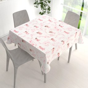 Biante Detský bavlnený štvorcový obrus Sandra SA-684 Ružové víly na bielom 70x70 cm