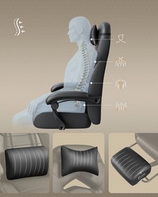 Herná stolička s opierkou nôh, ergonomický dizajn, čierna farba