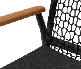 Jedálenská stolička s tíkovými opierkami rúk a textilným výpletom