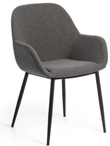Antracitové čalúnené jedálenské kreslo Konna – Kave Home