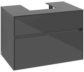 VILLEROY &amp; BOCH Collaro závesná skrinka pod umývadlo na dosku (umývadlo v strede), 2 zásuvky, 800 x 500 x 548 mm, Glossy Grey, C09300FP
