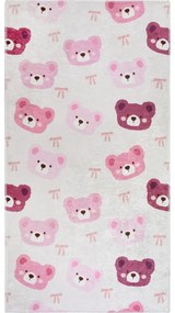 Ružový/slonovinový prateľný detský koberec 60x100 cm Cute Teddies Pink – Vitaus
