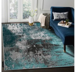 Moderný koberec DE LUXE 570 vintage - Štrukturálny zelená / antracit Veľkosť: 120x170 cm