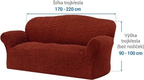 Bielastické poťahy CRISTINA medená trojkreslo (š. 170 - 220 cm)