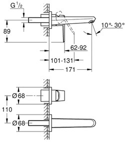 GROHE 19573002 - Umývadlová dvojotvorová batéria EURODISC COSMOPOLITAN 11x17 cm chróm