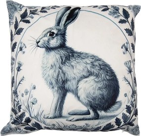 Béžová obliečka na vankúš s králikom a venčekom - 45*45cm