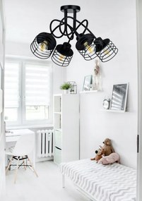 Závesná lampa na strop LOFT 4x čierna pružina