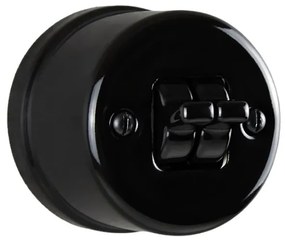 Elhard Nástenný keramický vypínač s páčkami č.5b, čierny KN1255B