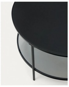 Čierny okrúhly konferenčný stolík so sklenenou doskou ø 80 cm Gilda – Kave Home