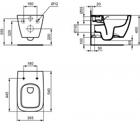 Ideal Standard i.life B - Závesné WC, RimLS+, biela T461401