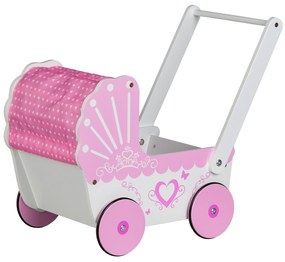 Drevený kočík pre bábiky Ecotoys Pink