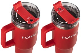 Foxigy Termohrnček do auta so slamkou 1200 ml Cherry