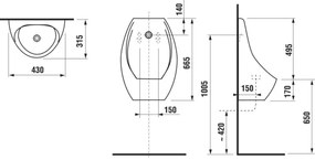 JIKA H8411010000001 - Pisoár DOMINO zadný prívod, zadný odpad, keramika/biela