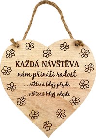 AMADEA Drevené srdce s textom Každá návšteva.., masívne drevo, 16 x 15 cm