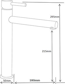 Mexen Elba, vysoká umývadlová batéria h-295, čierna matná, 74110-70