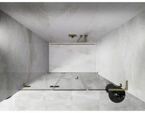 Mexen Lunar-F, L skladacie ľavé sprchové dvere 150 cm, 8mm číre sklo, zlatý matný profil, 836SL-150-050-55-00-L