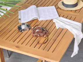 Záhradný rozkladací stôl z akáciového dreva 160/220 x 90 cm svetlé drevo JAVA Beliani