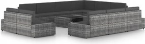 vidaXL 12-dielna záhradná sedacia súprava s podložkami polyratan sivá