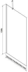 Mexen Next, vaňová zástena 1-krídlová 70 x 150 cm, fixné krídlo, 6 mm číre sklo s čiernym vzorom, chrómový profil, 895-070-000-00-70-01