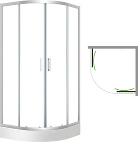 Laveo Štvrťkruhový sprchový kút Desna 90x90 cm - JKDD096Z, chróm + vanička