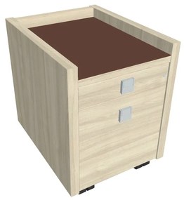 Mobilný kontajner Verno 47 x 60 cm so sklom, 2 zásuvky, agát / hnedá