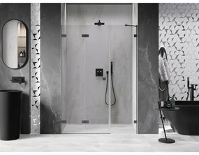 Mexen Lunar-F, skladacie ľavé sprchové dvere 150 cm, 8mm číre sklo, grafitový profil, 836S-150-050-95-00-L