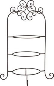 Hnedý kovový ozdobný stojan na taniere trojposchodový - 36 * 28 * 54 cm