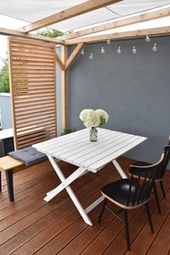 Dřevěný skládací zahradní stůl z akácie - bílý Rozměry (cm): 171 x 88