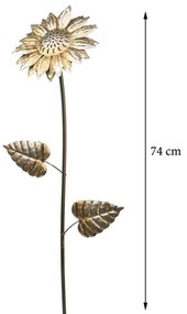 Zapichovacia záhradná dekorácia Flowers, sada 3ks, 74 cm, kov, zlatá