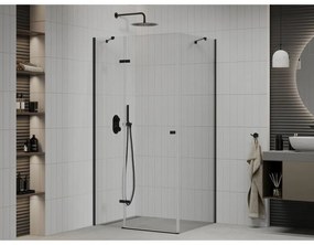 Mexen Roma, sprchovací kút 90 (dvere) x 110 (stena) cm, 6mm číre sklo, čierny profil, 854-090-110-70-00