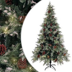 Vianočný stromček s LED a šiškami zeleno-biely 195 cm PVC a PE 3094565